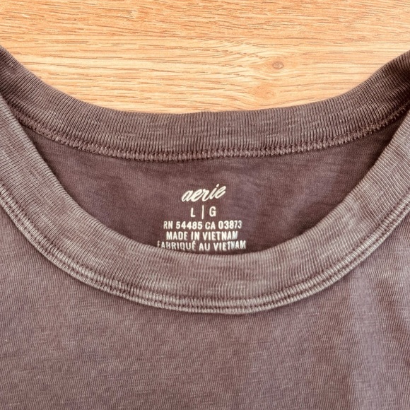 AERIE Dark Grey Distressed Long-sleeve Crewneck size Large - Picture 3 of 5